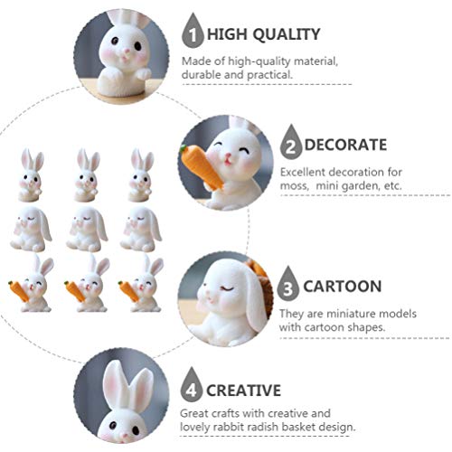 ABOOFAN 9Pcs Páscoa Festa Adorno Prop Coelho Coelho Modelo Micro Paisagem Decorativa para Favores de