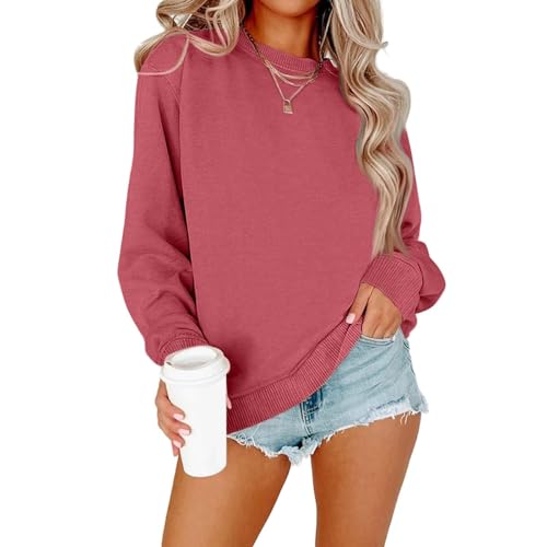 Image of Women Crew Neck Sweatshirts Fall Casual Oversized Sweat Shirts Long Sleeve Cute Preppy Sweatshirt Comfort Pullover