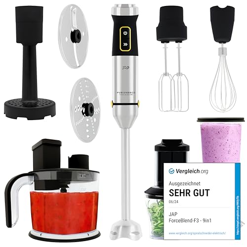 ForceBlend Stabmixer Set F3-1500W - Spiralschneider - Kompakt-Küchenmaschine - Kartoffelpresse...