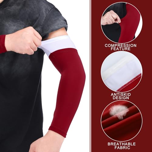 Coume 2 Pairs Double Arm Sleeves Football Drip Arm Sleeves for Football Basketball Baseball Volleyball3