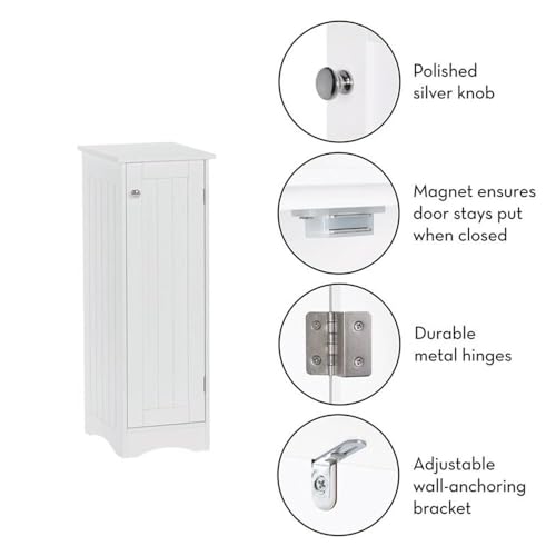 RiverRidge Ashland Slim Linen Cabinet - White - Narrow Cabinet for Bathroom Slim Storage with 2 Adjustable Shelves for Small Spaces by RiverRidge - Image 4