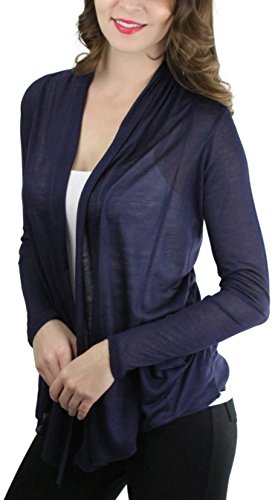 Image of ToBeInStyle Womens Open Front Long Sleeve Lightweight Asymmetrical Draped Cardigan with Side Pockets