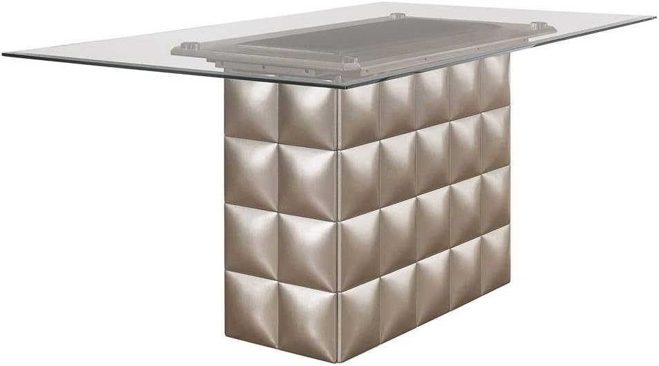 Global Furniture USA Glass Top Dining Table with Champagne Base