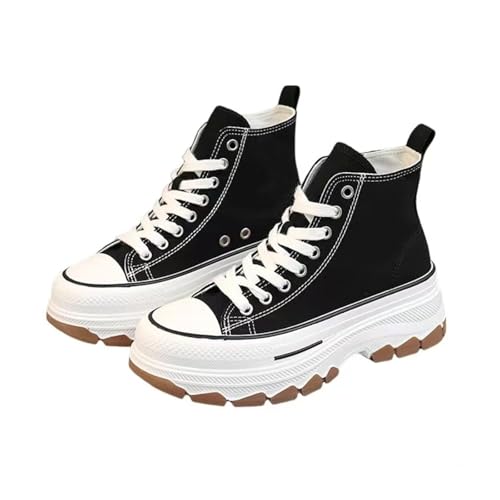 Canvas Chunky Platform Sneakers for Women & Girls Y2K Aesthetic 5cm Height Increase