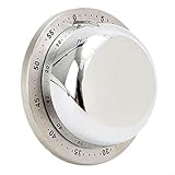 Temporizador mecánico de cocina de acero inoxidable con respaldo magnético, alarma fuerte de 70 dB para cocinar, estudiar y gestionar (forma de sombrero)