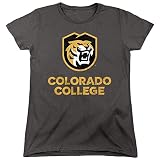 Colorado College Official Tigers Logo Women's T Shirt,Charcoal, Medium
