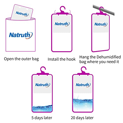 NATRUTH 12-PACK Moisture Absorber Bags With Lavender,Desiccant Hanging Bag Use for Kitchen Bathroom Wardrobe, Eliminates Odors，Odor Absorber Humidity Packs, Hanging Closet Dehumidifier Bags for Closet