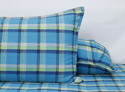Image of AIRWILL, 200GSM Handloom Cotton Double Bedsheet with 2 Pillow Covers (Iran Dobby Blue)
