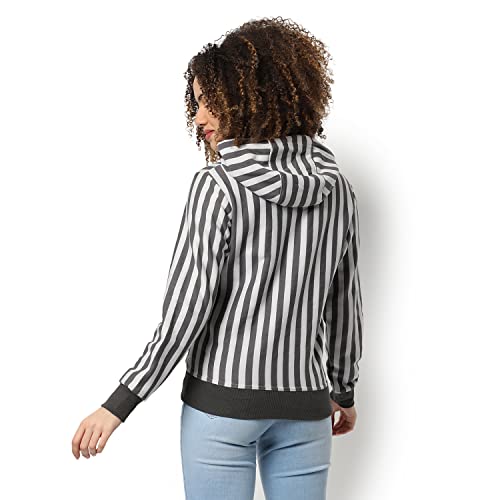Image of PINACOLADA Women's Double Striped Hoodie with Ribbed Hem for Casual Wear | Hooded Neck | Long Sleeve | Pull On Closure | Cotton Sweatshirt Crafted with Comfort Fit for Everyday Wear