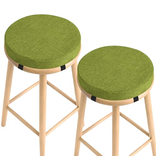 Image of AddGrace Round Bar Stool Cushions 2 Pack Bar Stool Seat Cushion Non Slip Round Chair Pads with Removable and Washable Cover 12x12 Inch Green