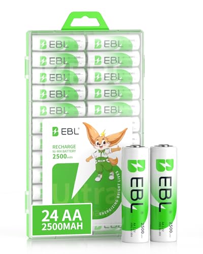 EBL AA Rechargeable Batteries 1.2V 2500mAh, 24 Pack