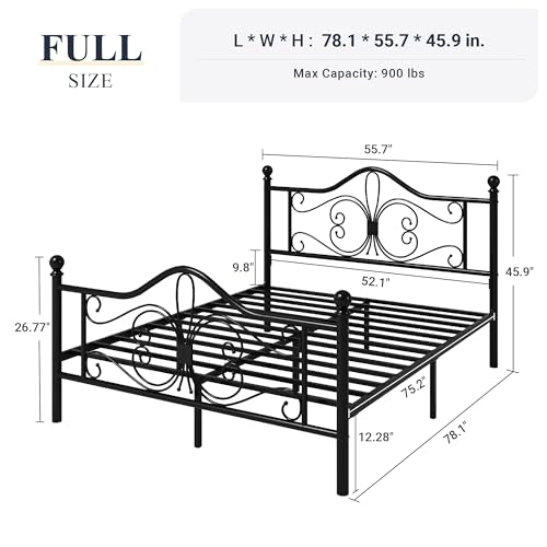 image for Allewie Full Size Bed Frame with Headboard,Metal Bed Frame with Butter