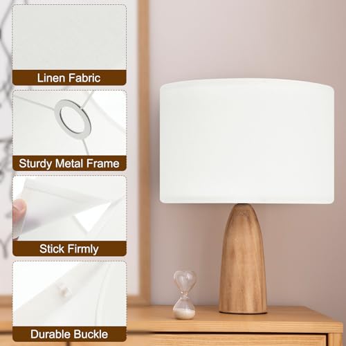 Ffkjdm Drum Lamp Shades For Table Lamps 12 Inchx12 Inchx8 Inch Linen Lampshade Easy Assembly Lamp Shade With E27 To E26/E14 Adapters For Floor Lamps Bedside Lamps Pendant Lights thumb #2