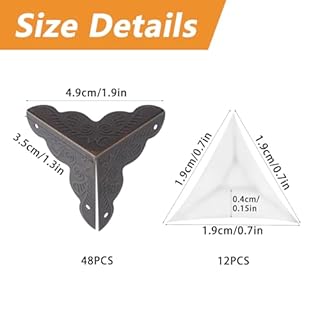 MOROBOR Stair Dust Inner Corners, 48pcs Decorative Corner Stair Corner Dust Guards Decorative Cover Pad Metal Furniture Guard Edge for Cabinet drawer Desk Jewelry Box(Bronze)