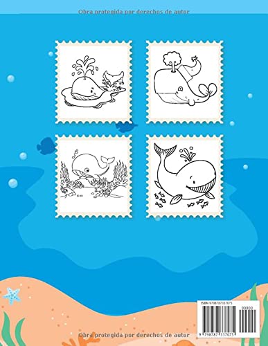 Miniatura 2 de Libro para colorear de ballenas para niños de 4 a 8 años Ballenas Animales vida marina grandes libros para colorear para niños Simpáticas ... para