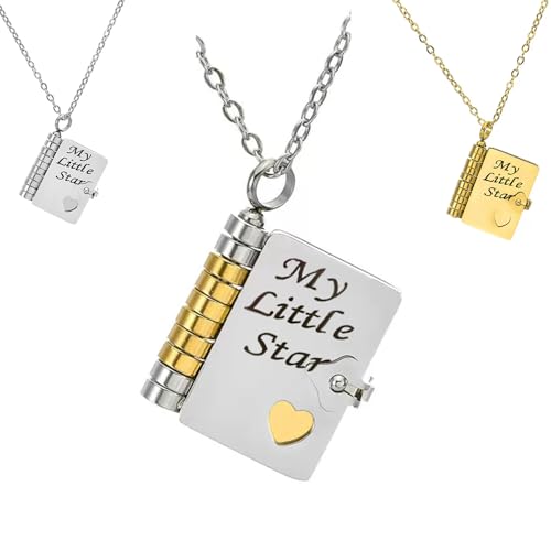 My Little Star Book Necklace,My Incredible Daughter Book Necklace for Daughter,Openable with 6 Pages of Engraved Information,Birthday Day Gift Graduation Jewelry of Love