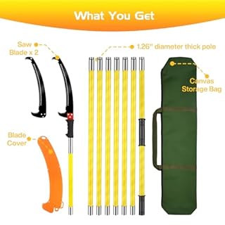 Segaccio Telescopico 8M per Potatura Alberi,Sega Telescopica per Potatura Professionale con Lama in Acciaio al Carbonio,Seghetto Potatura Regolabile per Tagliare Rami Alti, Palma,Giardinaggio