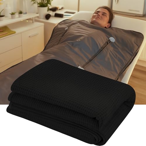 Juexica 1 Pack 70 x 30 Sauna Blanket Insert Towel Cotton Soft Waffle Comfortable Absorbent Towel for Infrared Sauna Blankets Spa Soft Reusable and Machine Washable (Black)