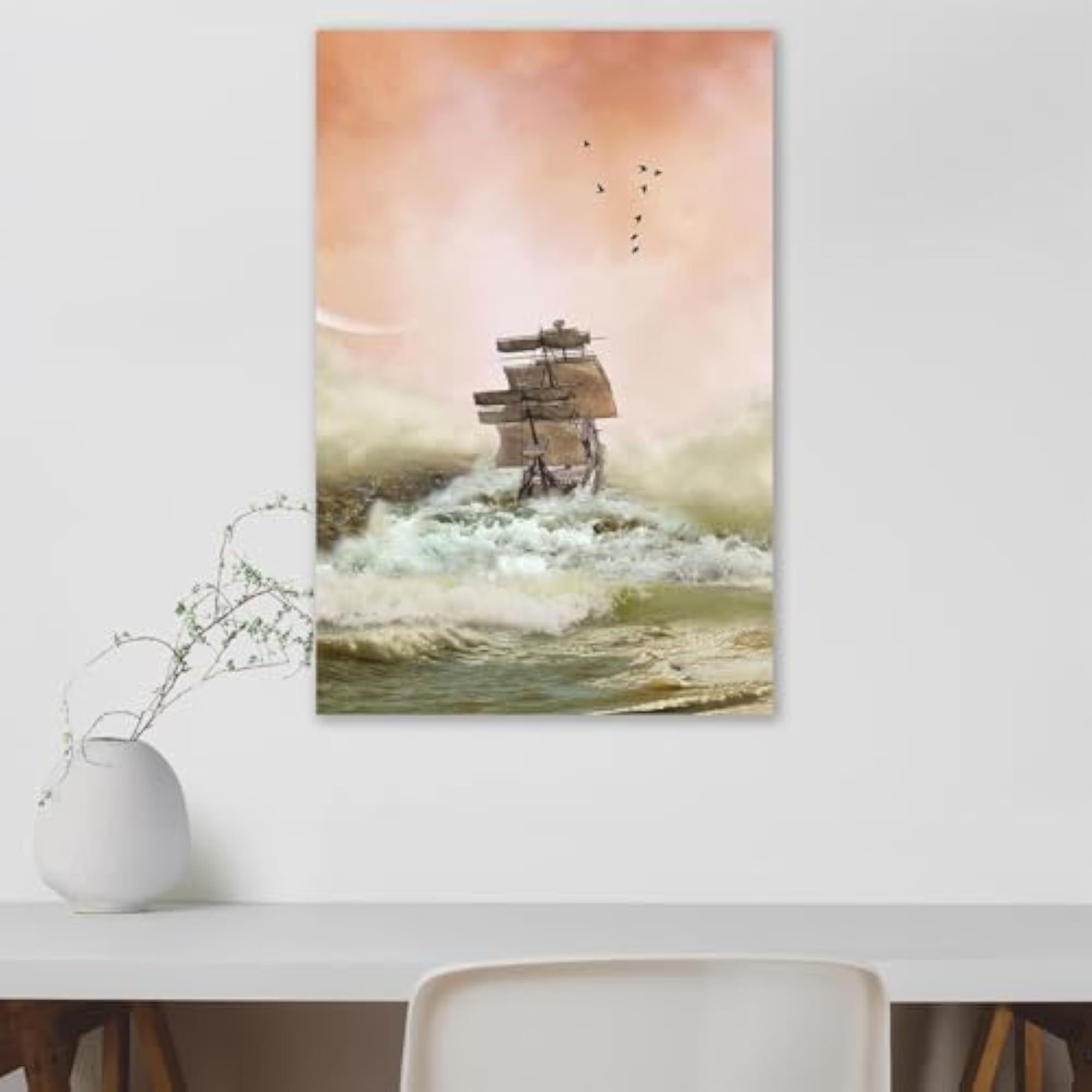 Ocean with Boat Peel & Stick Vinyl Wall Sticker