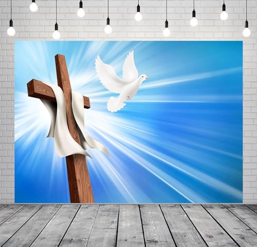 Fondo Fotográfico BELECO 8x6 pies Azul Cielo con Cruz Cristiana miniatura 2