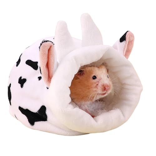 Embhlitfe Large Hamster Bed, Warm Plush Hamster House with Fleece Lining for Syrian Hamsters, Guinea Pigs, Hedgehogs and Small Pets (Black&White)