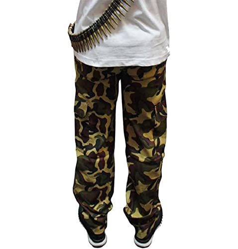 FAIRY BOUTIQUE Camiseta de manga corta con estampado de camuflaje para niños, ropa casual de verano, pantalones de camuflaje, Pantalones de camuflaje, 7-8 años