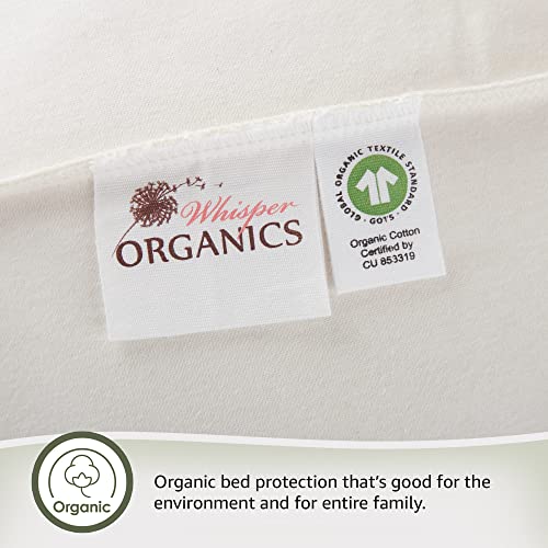 Whisper Organics, 100% Waterproof Mattress Protector - Pique Textured Weave, Breathable Soft & Durable - Queen Mattresses Cover - Gots Certified Organic - White, 17" Deep Pocket, 62X82 Inch #TOP3