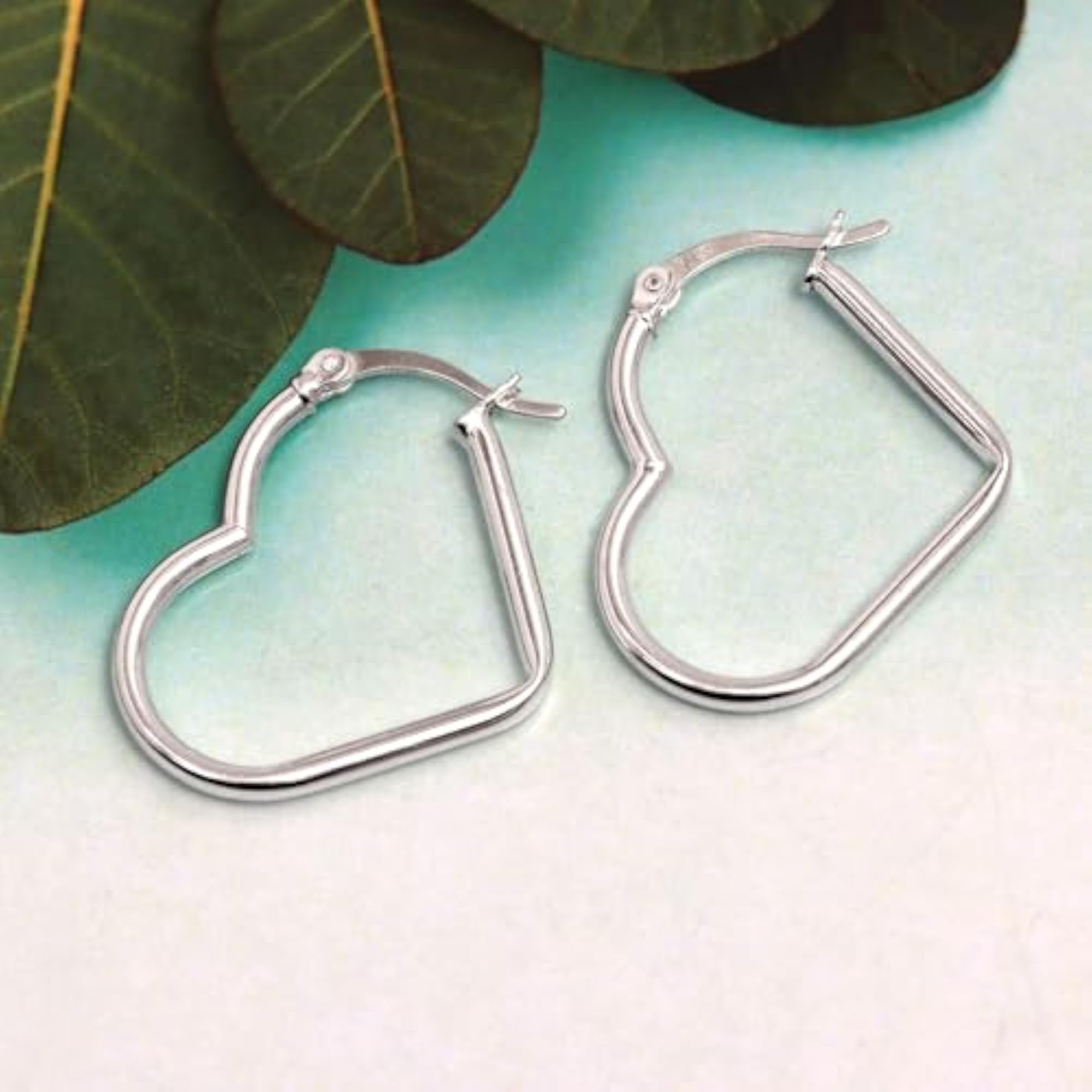 Women's 925 Sterling Silver Heart Shape Hoop Earrings