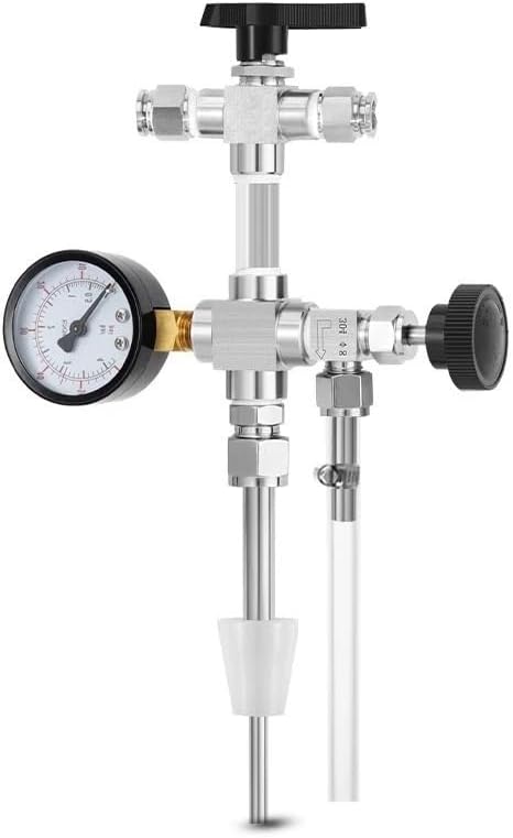 Upgraded Counter Pressure Bottle Filler with 0-60 Pressure Gauge, Homebrew Beer Bottling Device Oxygen-free Contact Transfer Kit(Barb type)