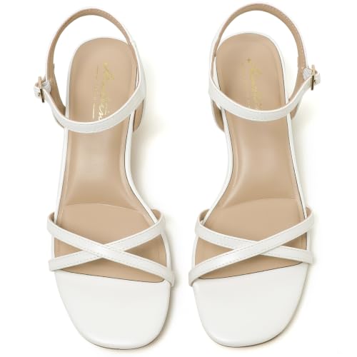 Image of Mostrin Strappy Heels for Women Ankle Strap Heels Women's Heeled Sandals for Party Prom Wedding