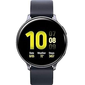 SAMSUNG Galaxy Watch Active2 (Silicon Strap + Aluminum Bezel) Bluetooth – International (Aqua Black, R820-44mm)