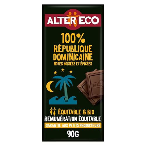 ALTER ECO - Tablette Chocolat Noir 100 % - Puissant et Acidulé - Bio & Équitable - Origine République Dominicaine - 90 g