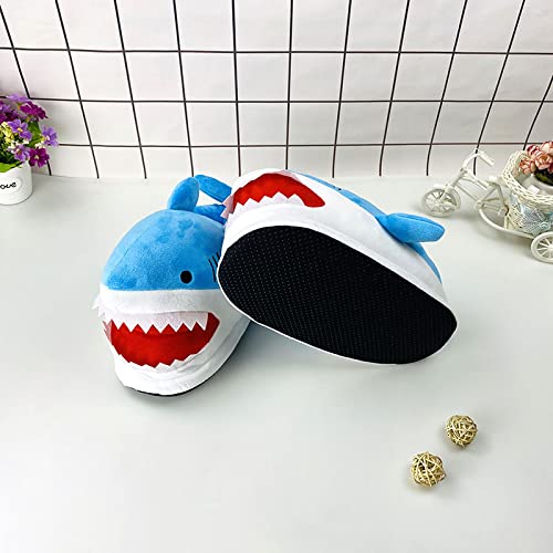 LANFIRE Pantufas de algodão com cabeça de tubarão, pantufas de algodão 3D de pelúcia, Cinza, 6/10 US
