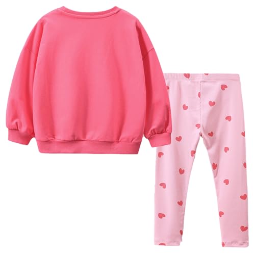Image of HILEELANG Toddler Girl Fall Outfits Clothing Pants Set Sweatshirt Cotton Strench Leggings Playwear Sets 2pc