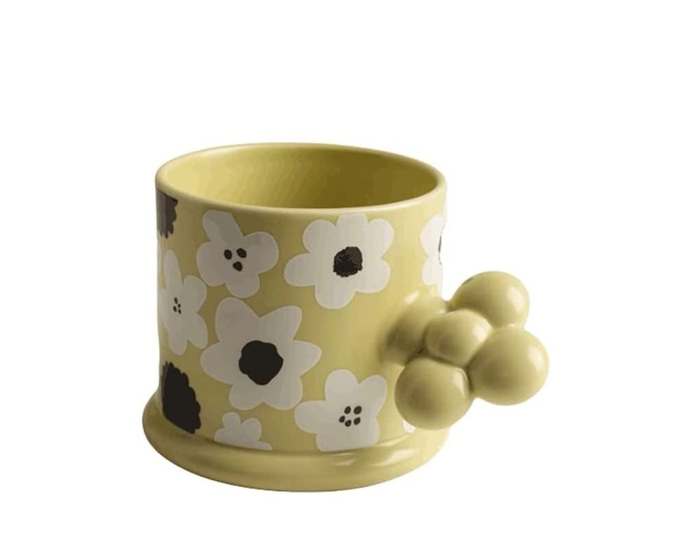 Tazas de Té Tazas Desayuno Taza De Café De Cerámica Con Flores Creativas, Taza De Bebida Artística De 200ML, Taza De Café Reutilizable for Bebidas Frías/calientes Tazas Tazas de Cafe ( Color : F )