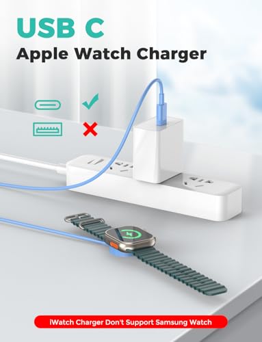 Image of 2026 Upgraded USB C for Apple Watch Charger Magnetic Fast Charging Cable Portable Wireless Charging Compatible with iWatch Series 11 /10 /9 /8 /7 /6 /5 /4 /3 /2-Blue