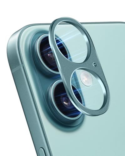#VerdientProvisionen<br>Kameraschutz Kompatibel mit iPhone 16 / iPhone 16 Plus 9H Metalle Kamera Schutzrahmen Keine Auswirkung auf das Schießen Kamera Schutzfolie für iPhone 16/16 Plus 1 Stück (Grün)