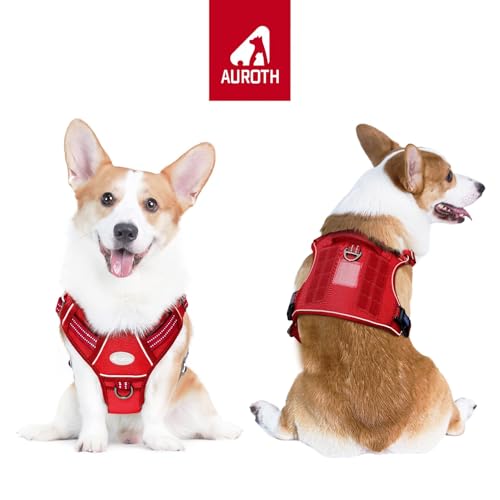 Image of AUROTH Tactical Dog Harness for Large Dogs No Pull Adjustable Pet Harness Reflective K9 Working Training Easy Control Pet Vest Military Service Dog Harnesses Red M
