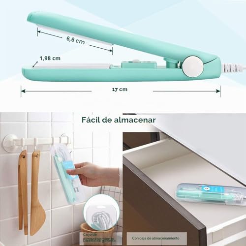 Miniatura 2 de Mini Sellador Térmico Para Bolsas De Alimentos, Mini Máquina De Sellado Portátil Para Bolsos, Hoja Térmica Smart Control Para Almacenamiento Impermeable De Alimentos Verde