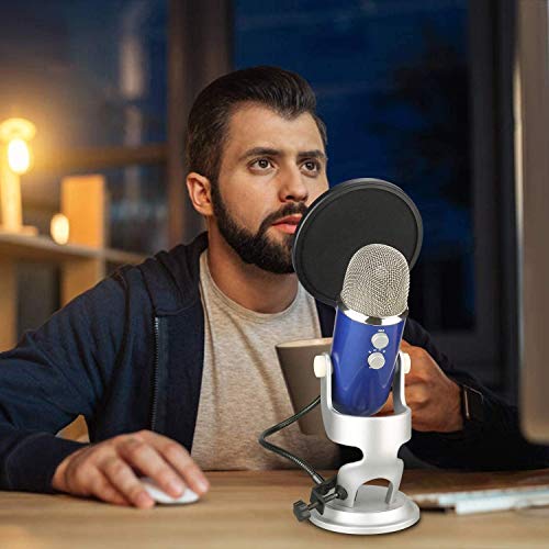 Image of kh Pop Filter for Microphones Mask Shield for Microphone Dual Layered Wind Pop Screen with A Flexible 360 Gooseneck Clip Stabilizing Arm