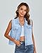 luvamia Denim Vest Shirt Women Blue Crop Top Western Vest Women Women'S Vest Distressed Jean Jacket Vest Cropped Tops For Women Fall Outfits For Women 2025 Size Medium Size 8 10