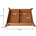 LUCKYCOIN Valet Tray Desktop Storage Organizer,Vegan Leather Jewelry Tray,Removable 2 Compartments Catchall Bedside Vanity Nightstand Caddy Holder Desk Storage Plate 12.6 in - Brown