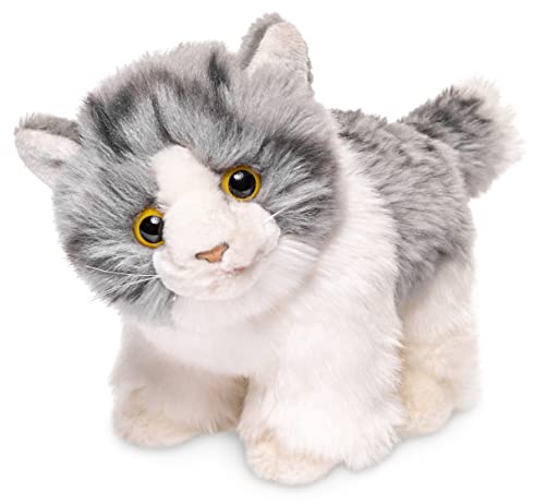 Uni-Toys - Chaton Debout (Gris-Blanc) – 18 cm (Longueur) – Peluche Chat – Doudou