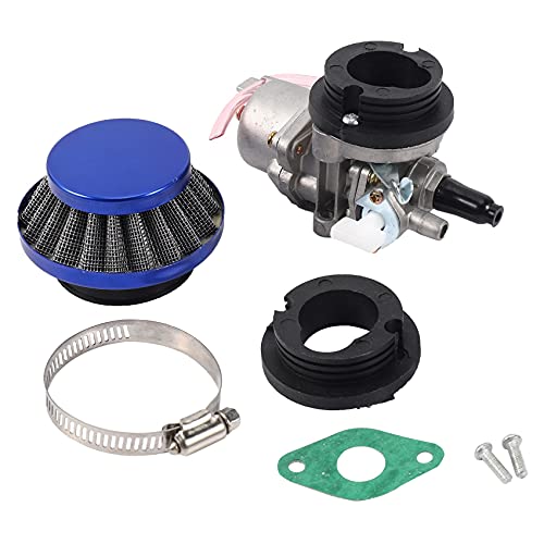 Domilay Carburador Carb Carby + filtro de aire azul + bolsa para 2 Hub 47 cc 49 cc Motor piezas Moto Niños ATV Quad Dirt Pocket Bicicleta Minimoto Cover