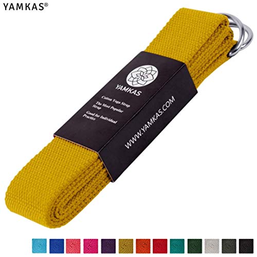 Yamkas Cinturon Yoga Correa | 1.8M - 3M | Correas Yoga Estiramiento | Yoga Strap Belt 100% Algodon | Amarillo Verde