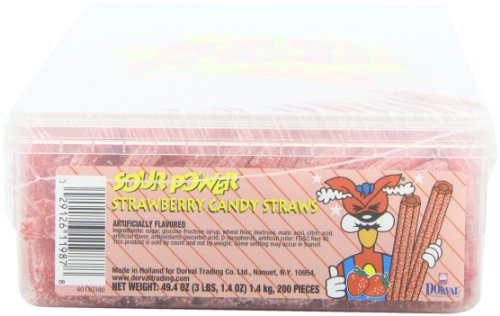 Sour Power Strawberry Straws,49.4 Ounce, 200-Count Tubs (Pack Of 2) #TOP4