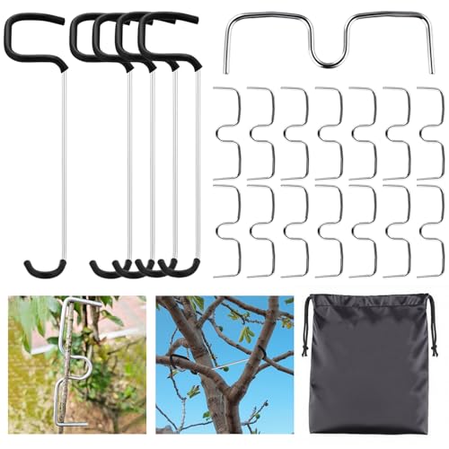 20 PCS Fruit Tree Branch Puller with Carrying Bag Includes 15 M-3.94 Fruit Tree Branch Support 5 10 Tree Branch Puller Spreader with Plastic Hose for Tree Open Angle Pull & Shaping Seedlings