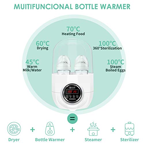 Baby Bottle Warmer Dry Sterilizer Steam, EIVOTOR Electric Steam Sterili-zer with LED Display Accurate Temperature Control for Breastmilk or Formula, BPA Free