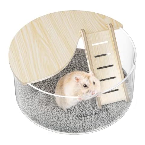 BUCATSTATE Hamster Sand Bath Container - Acrylic Shower and Digging Room Litter Box for Mice Lemming Gerbils (Circle Shaped) Cover