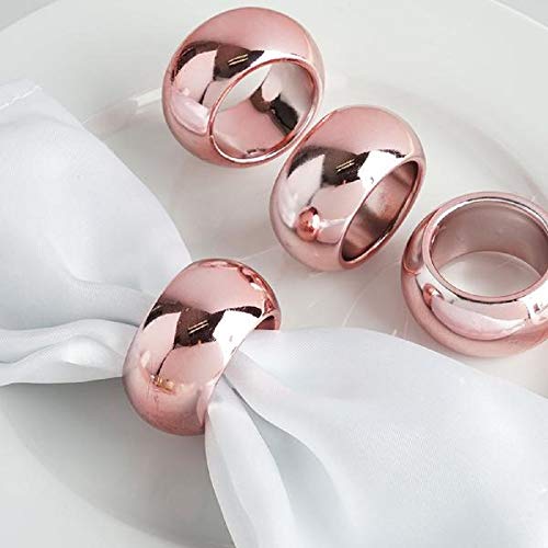 Round Beaded Plastic 13 Inch Charger Plates With Matching Napkin Rings And White Cloth Napkins, Set Of 6, For Dining Table Or Décor (Rose Gold) #TOP4